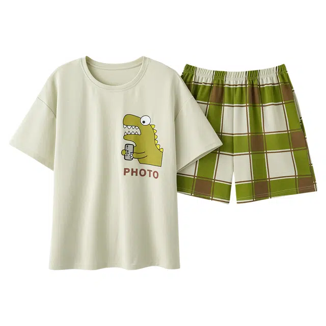 俏佳人 柔软亲肤休闲短袖可外穿慵懒家居服睡衣套装 女款