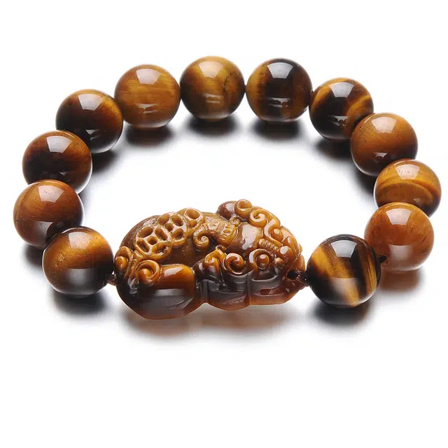 妍韵珠宝 精品 新中式国潮国风·招财简约大气#好运闪三通转运珠闪电 虎眼石 手串 男女同款情侣款