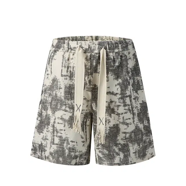 【dme】 美式扎染运动潮牌宽松直筒阔腿五分裤休闲短裤 男女同款