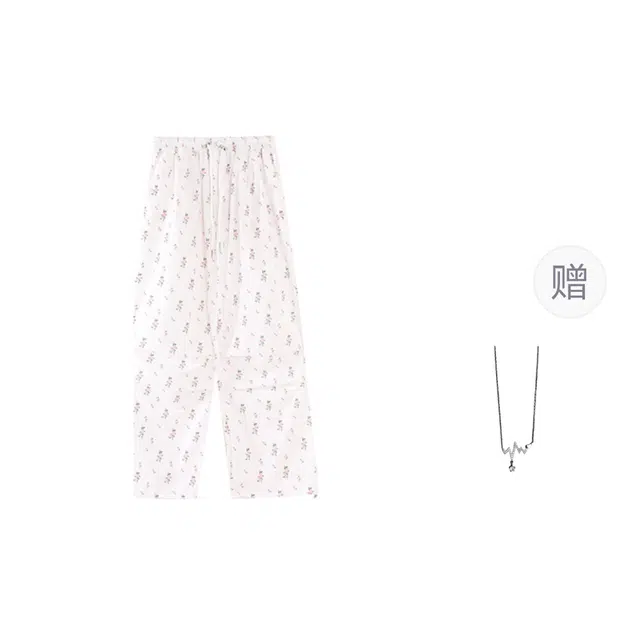 识恩 满印碎花直筒阔腿工装高腰宽松垂感休闲裤 女款