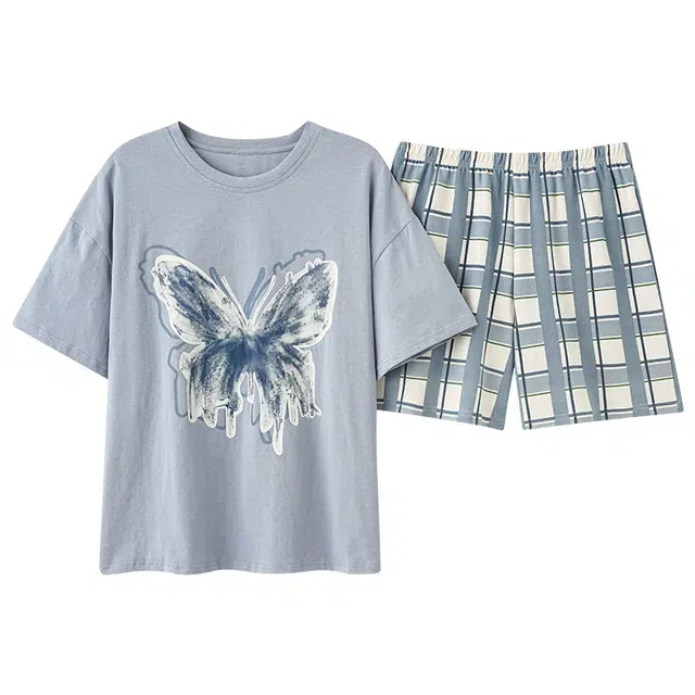 俏佳人 亲肤柔软休闲可外穿短袖慵懒家居服睡衣套装 女款