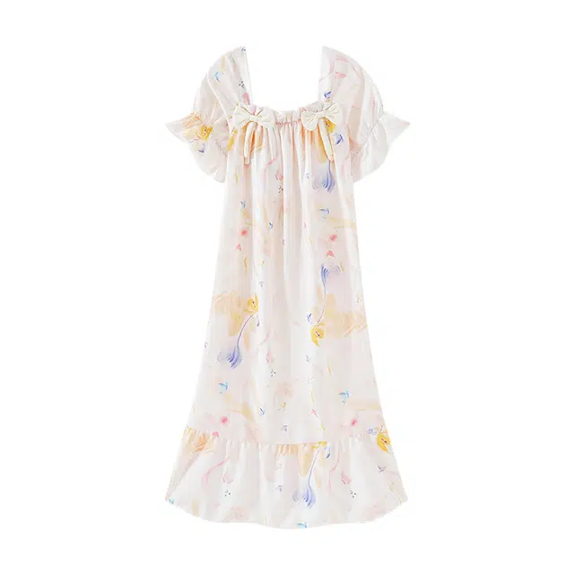 欧诗帛 带胸垫短袖可外穿甜美宽松宿舍家居服夏季睡裙 女款