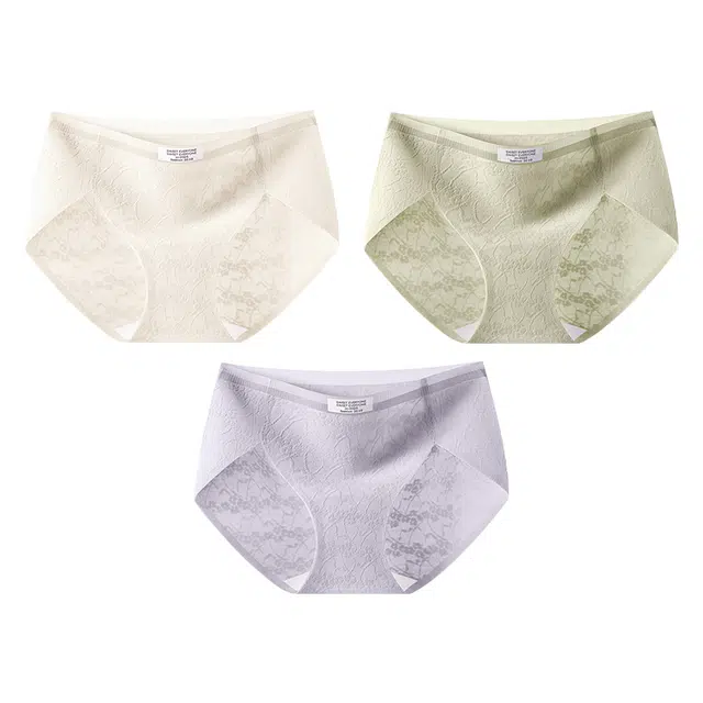 二三二三 抗菌云感棉裆部柔软亲肤不卡档透气不闷不勒吸湿排汗中腰高弹三角裤柔防卷边裸感不夹臀纯色字母提花典雅知性内裤 女款 组合装