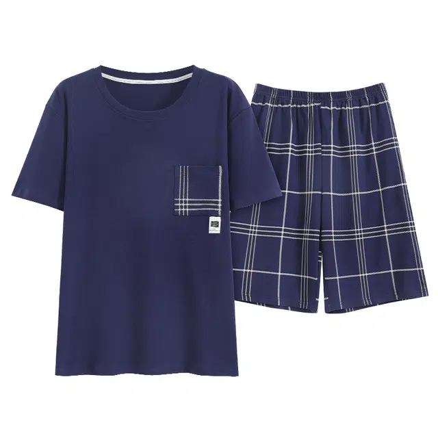 睦隆世家 休闲时尚短袖青少年家居服睡衣套装 男款