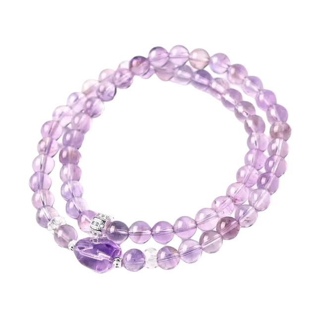 迈奇的礼物 好运自然【上岸】双圈天然 紫水晶 不规则原石转运珠紫色珠子手串 女款