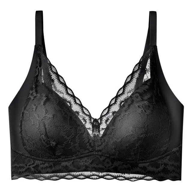 轻迎 无钢圈蕾丝胸聚拢防下垂调整型收副乳舒适透气文胸 女款