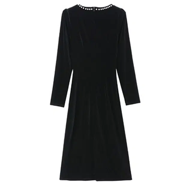 比利斯山羊 气质显瘦赫本风长袖连衣裙 女款