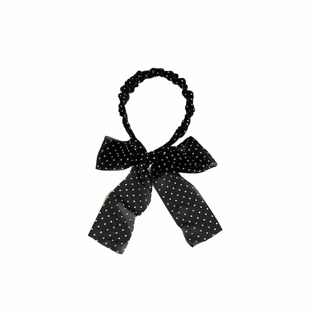 水中玉 波点飘带头箍时尚气质发带丝巾绑发外出百搭编发头饰 亚克力 发箍 女款