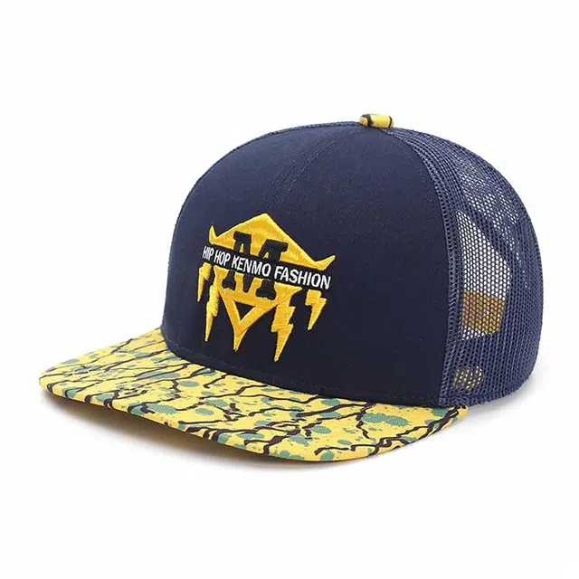 肯默 美式街头网眼透气闪电字母刺绣遮阳防晒嘻哈帽说唱帽平檐帽 聚酯纤维 棒球帽 男女同款情侣款