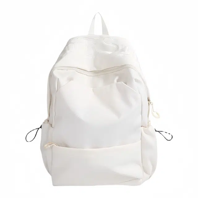 泰格奴 简约日系纯色休闲通勤旅行轻便大容量背包初中高中大学生上课百搭书包 尼龙布 双肩包 常规 男女同款情侣款 白色/黑色/红色/蓝色