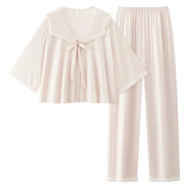 顶瓜瓜 冰丝简约舒适带胸垫可外穿家居服睡衣套装 女款