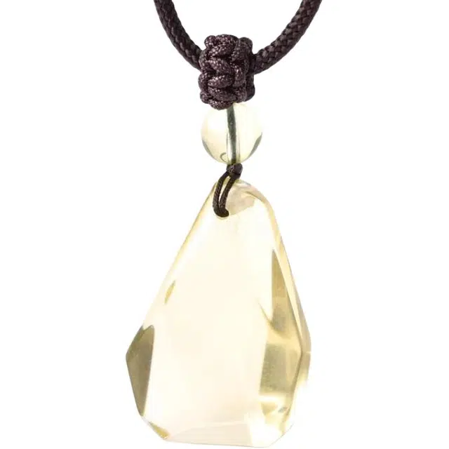 迈奇的礼物 好运自然女神柠檬黄随形黄色晶黄晶不规则原石挂件项链天然 黄水晶 吊坠 女款