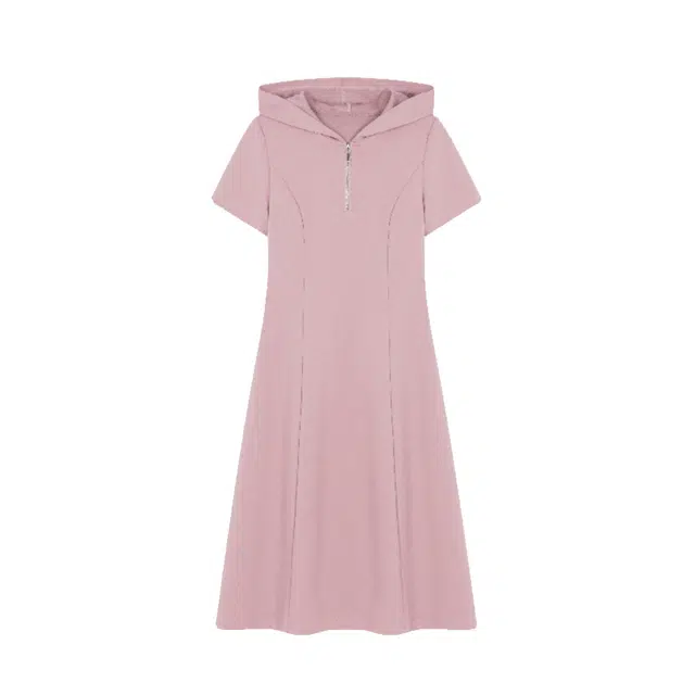 潞优野 休闲显瘦中长裙遮肚子显瘦短袖连衣裙 女款