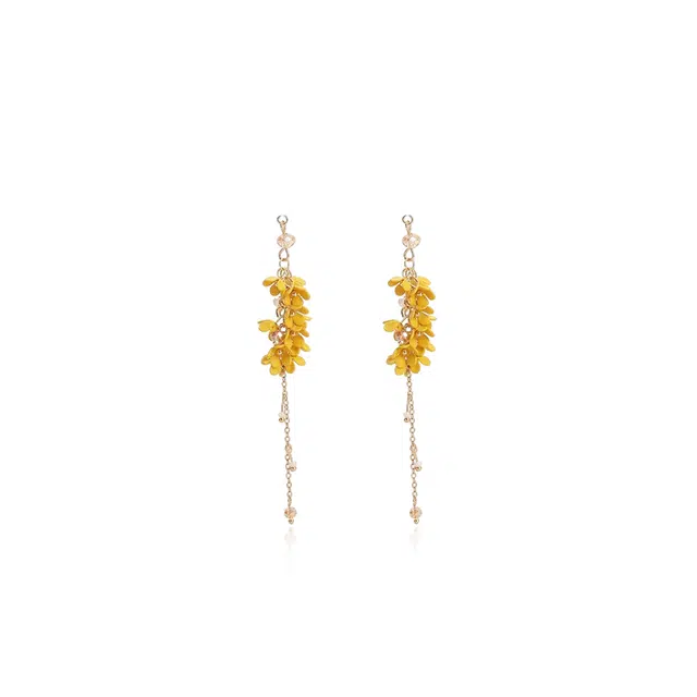 希遇 花语心愿 精致小巧流苏 温柔大气温柔 时尚精致 日常百搭 小众设计 合金 耳环 女款