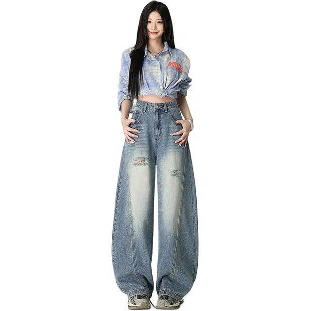 新世家族 气质百搭时尚休闲宽松牛仔裤 女款