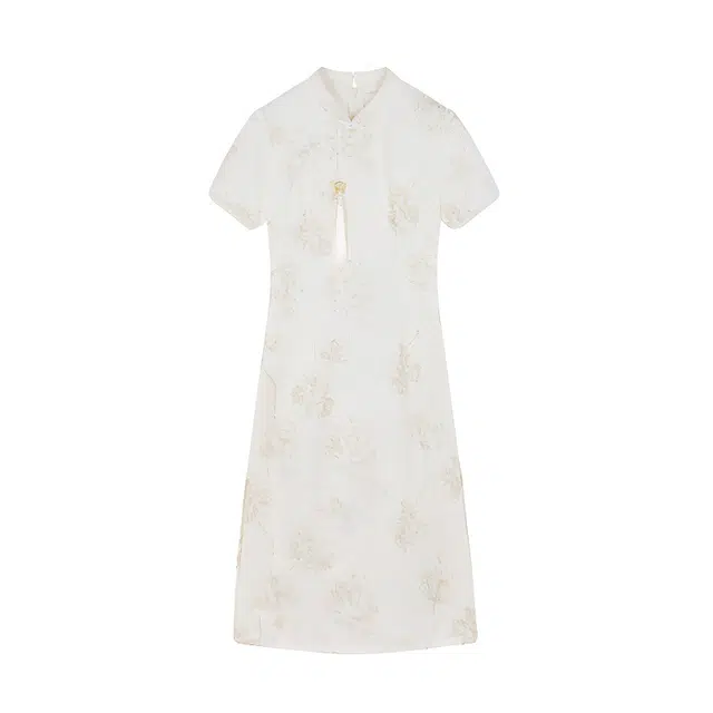 潞优野 新中式系列 气质改良旗袍高腰短袖连衣裙 女款