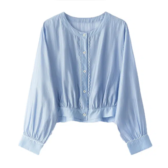 红蜻蜓 简约百搭短款单排扣开衫圆领薄款长袖时尚截短外套 女款