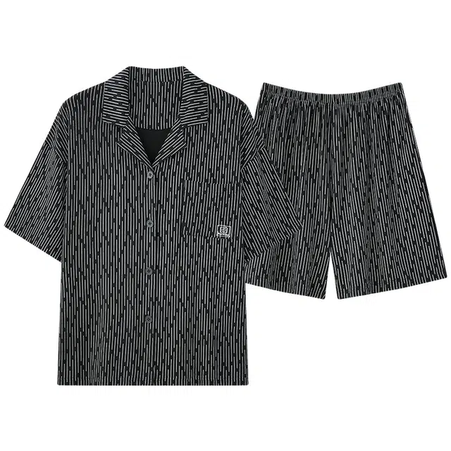 俏佳人 基础柔软亲肤复古休闲开衫慵懒宽松短袖短裤家居服睡衣套装 女款