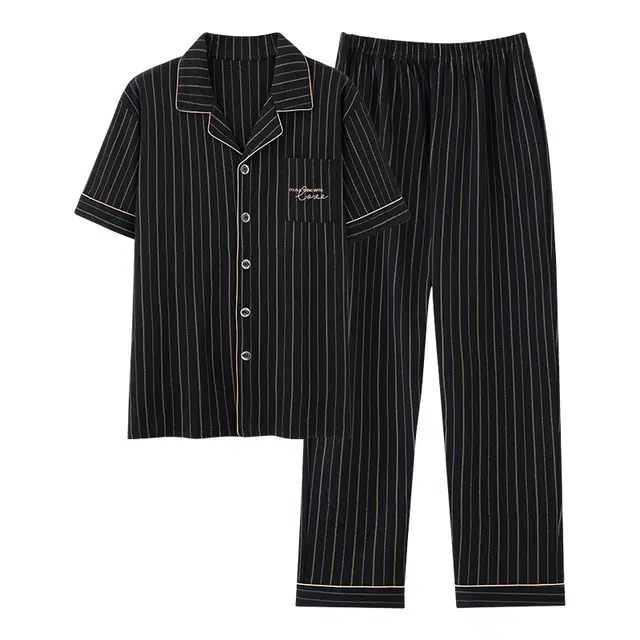 睦隆世家 短袖长裤简约舒适时尚家居服睡衣套装 男款