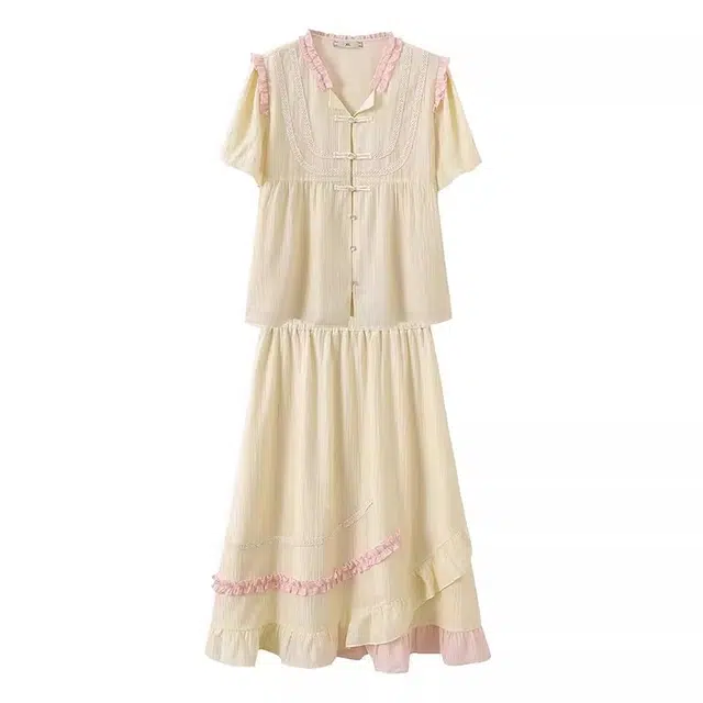 云妃秀 大码女装休闲套装时尚胖妹妹气质显瘦上衣半身裙两件套夏季 女款