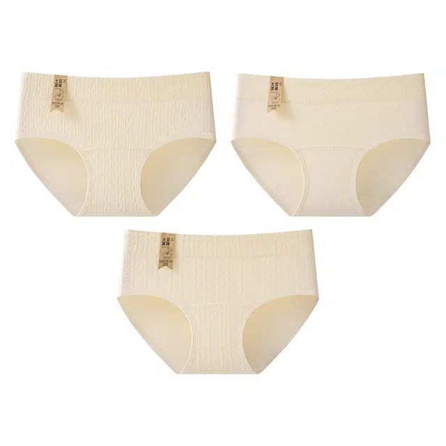 二三二三 抗菌裆部亲肤柔软舒适不卡档吸湿排汗不勒肉三角裤无痕透气百搭时尚不夹臀纯色时尚百搭潮流提花内裤 女款 组合装