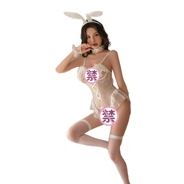 崇朵  吊带白色情趣蕾丝连体睡裙 大码性感免脱小胸诱惑约会战袍