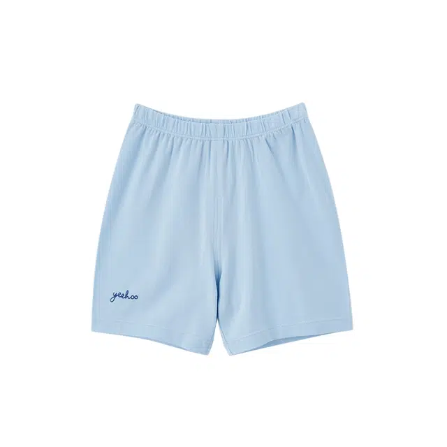 英氏 纯色松紧腰舒适儿童短裤 儿童款 海洋蓝