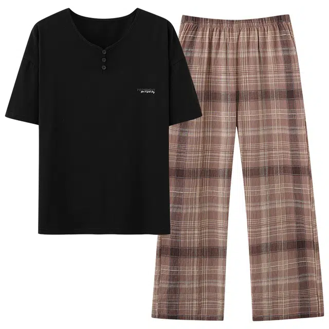 俏佳人 柔软亲肤休闲短袖长裤慵懒家居服可外穿睡衣套装 女款