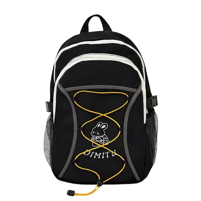 草丛喵喵喵 可爱刺绣学院风日常通勤 涤纶 双肩包 男女同款情侣款 黑色/绿色/蓝色