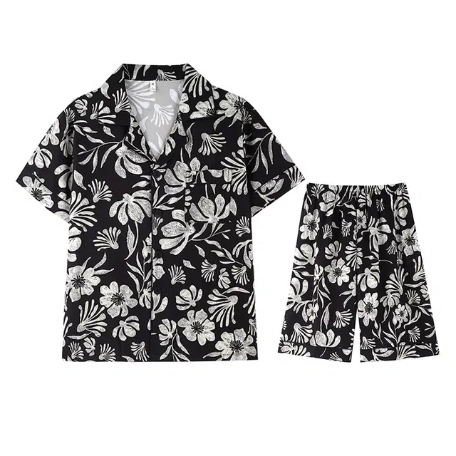 兰缪 短袖短裤薄款家居服可外穿睡衣套装 男款