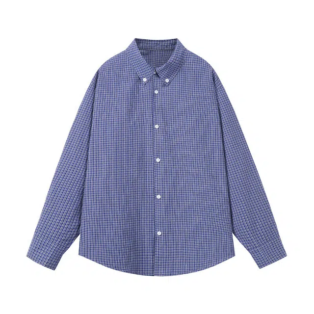 欧路得 美式复古潮牌宽松休闲格子条纹设计感舒适百搭长袖衬衫 男女同款