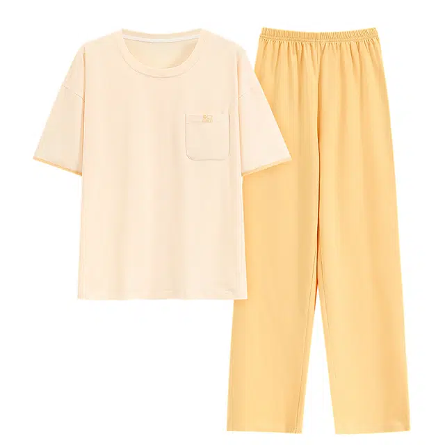 睦隆世家 抗菌高级感薄款短袖长裤可外穿家居服两件套夏季睡衣套装 女款