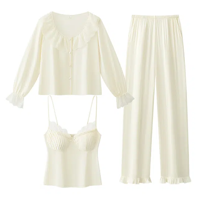 顶瓜瓜 带胸垫简约舒适可外穿家居服睡衣套装 女款