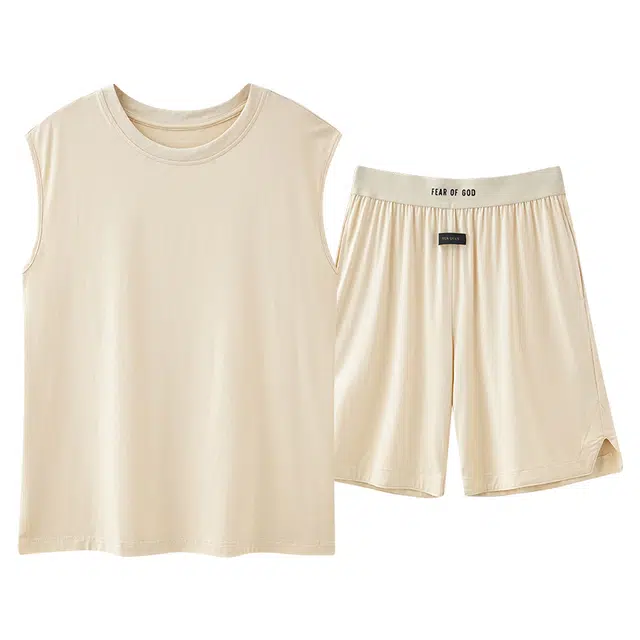 俏佳人 柔软亲肤韩版潮流休闲套头慵懒宽松背心短裤家居服睡衣套装 男款