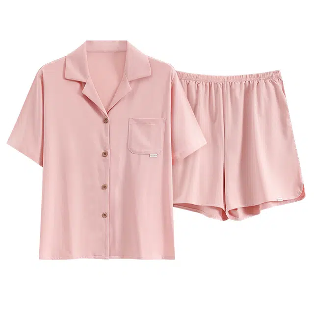 睦隆世家 纯棉开衫家居服可外穿短袖和服夏季睡衣套装 女款