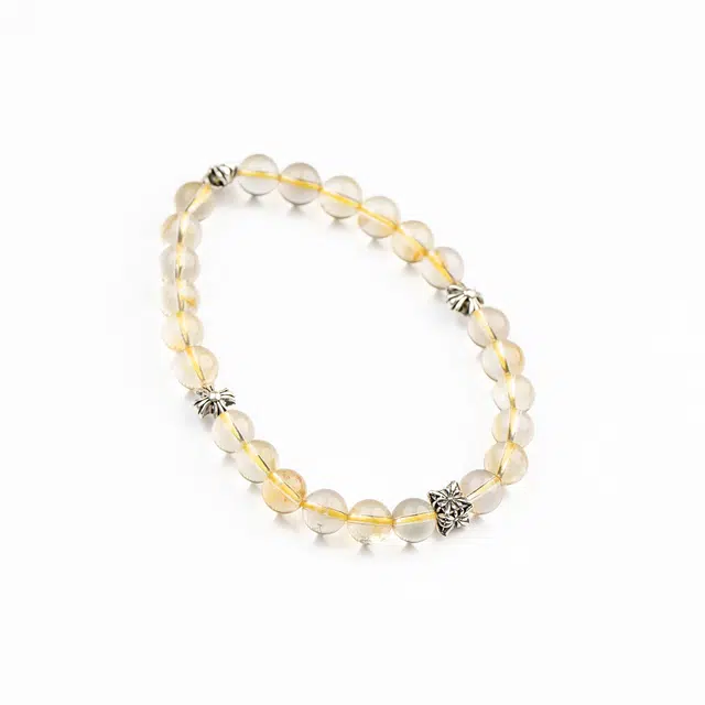 仙源 八方来财 精致新中式 十字隔珠潮流原创小众设计饰品夏天事业学业#好运 黄水晶 手串 男女同款情侣款