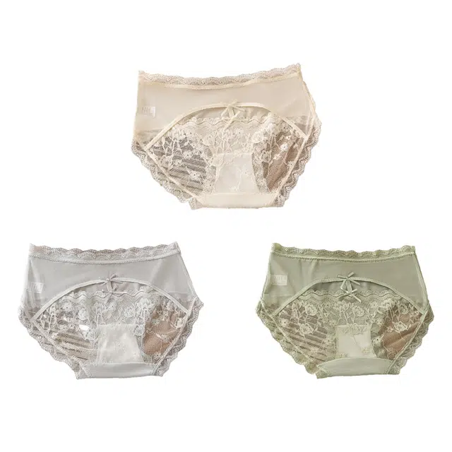 莫代尔 肤性感甜美半透明纯色中腰内裤 女款