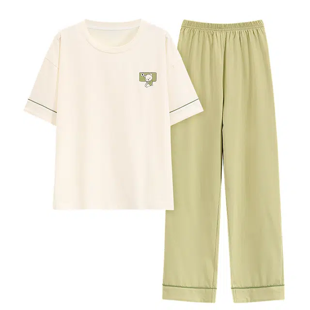 睦隆世家 纯棉短袖长裤抗菌高级感可外穿家居服夏季睡衣套装 女款