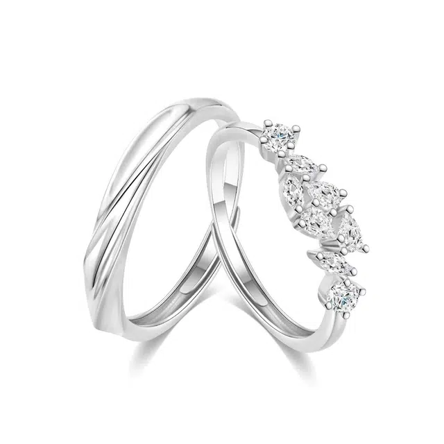 【S925银紫藤花开】 七好美银 幸福自来温柔法式浪漫钟爱久久真心闪耀恋爱高级精致百搭个性对戒 首饰 戒指 男女同款情侣款