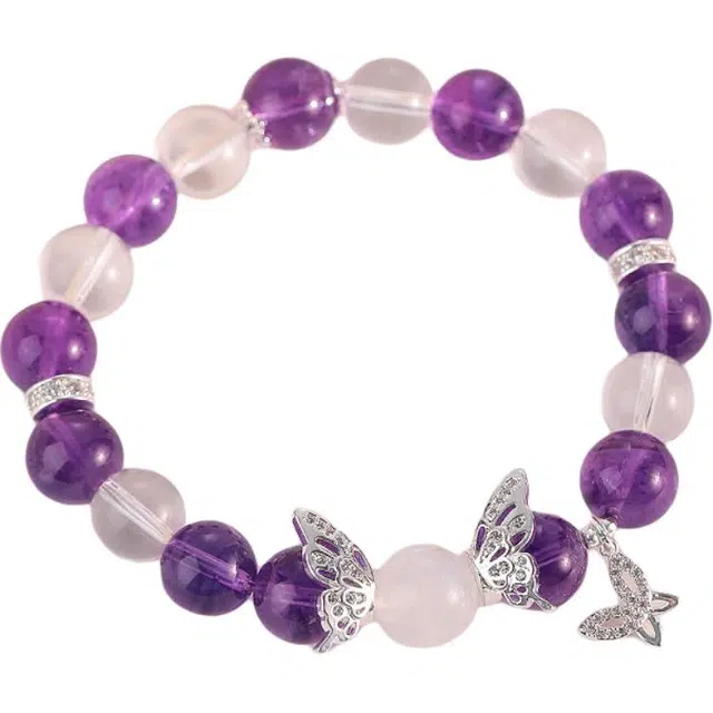 【蝴蝶晶灵】 饰之颜 诸事顺利水逆退散 福气满满小众设计高级感 好运 日常通勤 时尚百搭天然 白水晶 手串 女款