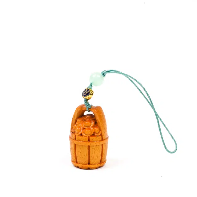 天纵 实木雕刻一桶金招财聚福文玩转运 金玉满堂 八方来财 新中式古风国潮创意包包盘玩好运 芭比檀香 把件 男女同款情侣款