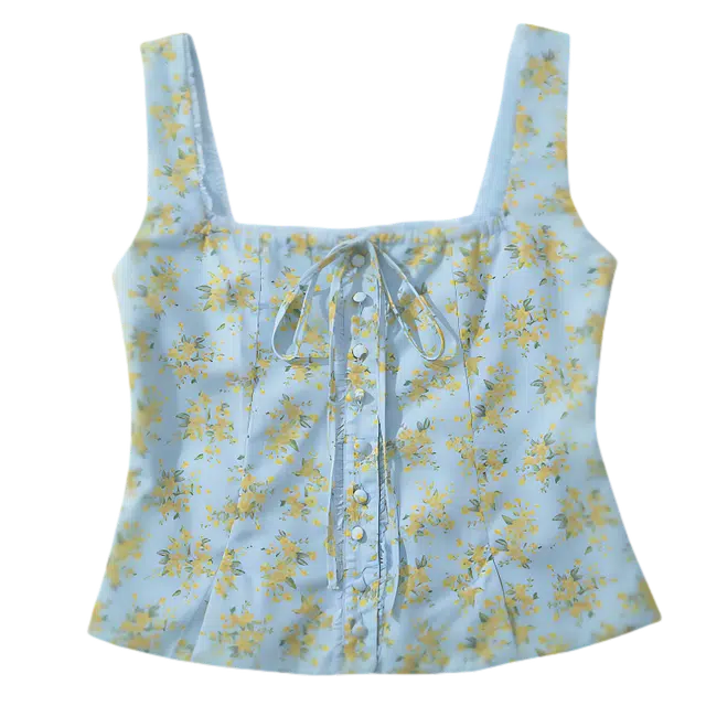 识恩 休闲时尚百搭简约气质碎花修身方领上衣吊带 女款