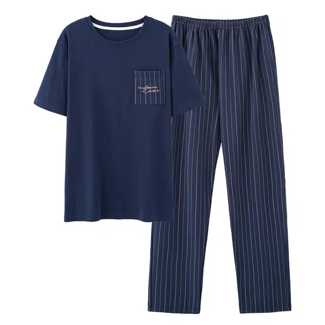 睦隆世家 休闲短袖短裤薄款可外穿宽松舒适家居服睡衣套装 男款