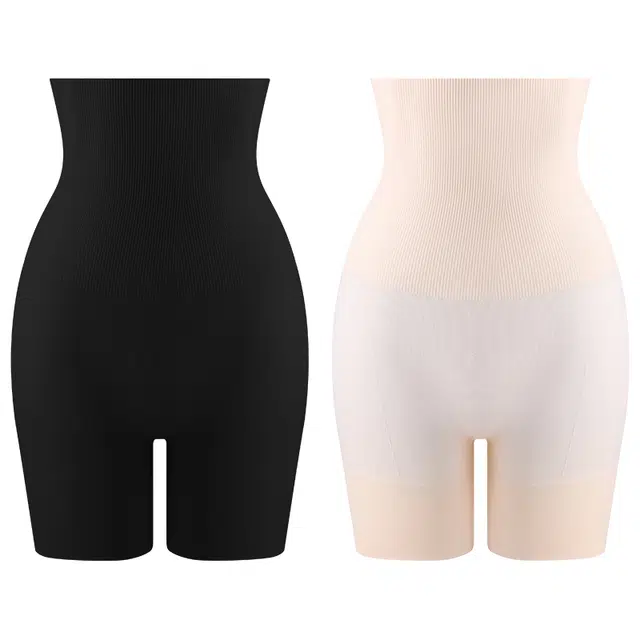 二三二三 薄款高腰收腹透气清凉防走光无痕短裤亲肤舒适不闷安全不上滑不卷边不卡臀纯色简约打底裤 女款