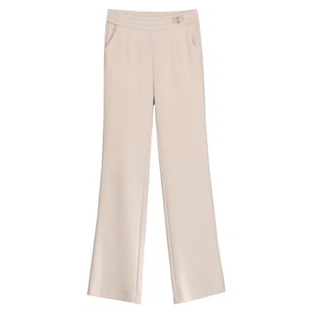 潞优野 纯色高腰薄款垂感显瘦喇叭休闲裤 女款