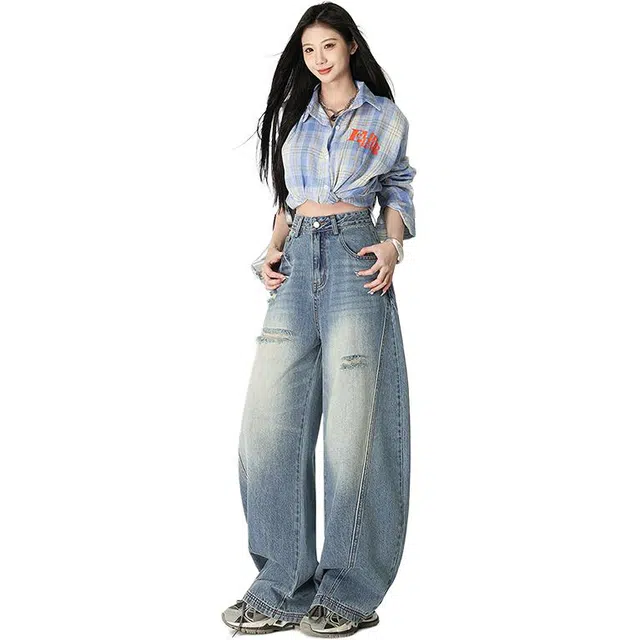 新世家族 气质百搭时尚休闲宽松牛仔裤 女款
