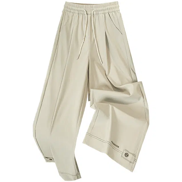 她池 宽松阔腿裤简约气质九分休闲裤 女款