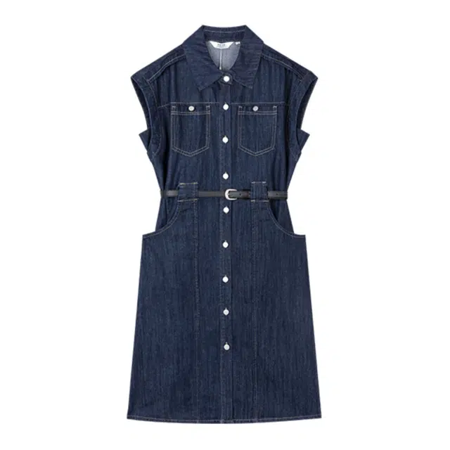 潞优野 简约牛仔裙气质百搭翻领口袋设计短袖连衣裙 女款