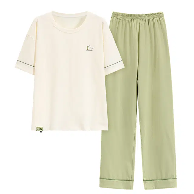 睦隆世家 薄款短袖长裤可外穿抗菌高级感家居服睡衣套装 女款