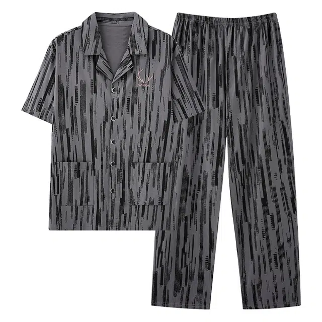 睦隆世家 夏季短袖长裤舒适家居服可外穿睡衣套装 男款